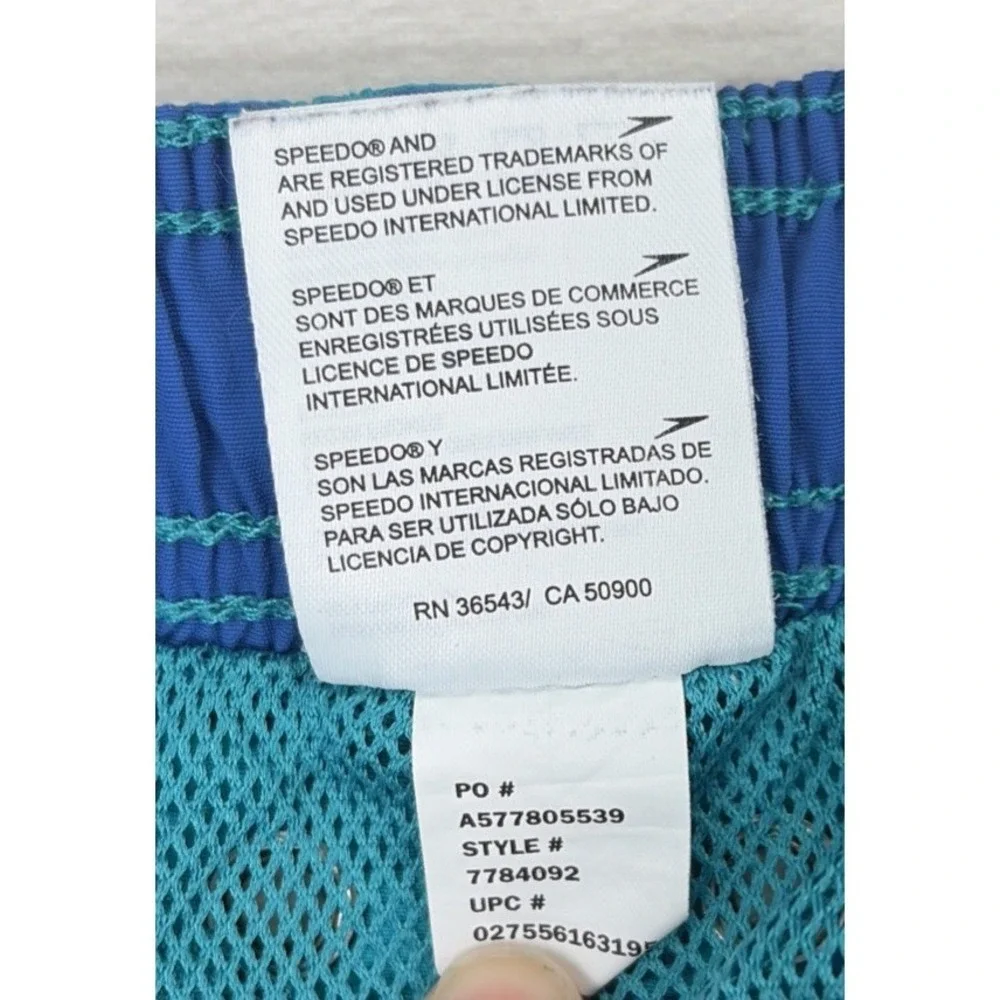 Speedo Men's Medium Blue Teal Navy Colorblock Volley Swim Trunks Excellent!